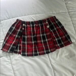 Plaid Mini Skirt in Red and Black
